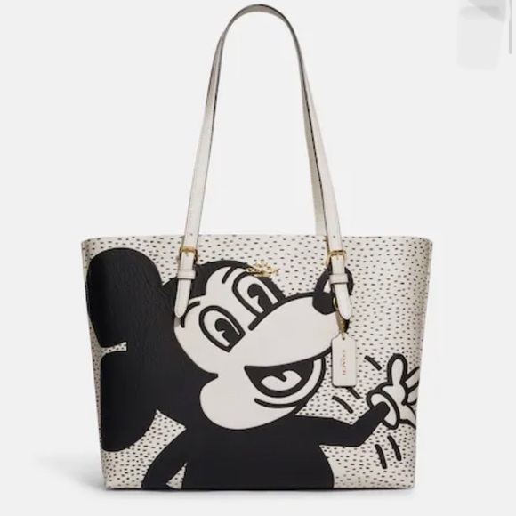 Coach Disney Mickey Mouse X Keith Haring Mollie Tote / Black, Gold & Chalk Multi - Picture 3 of 17